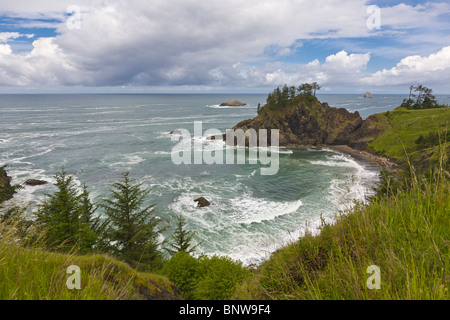 Oceano Pacifico lungo il truccate rocky southern Oregon Coast Foto Stock