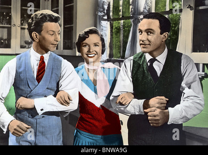 DONALD O'Connor, Debbie Reynolds, Gene Kelly, SINGIN' SOTTO LA PIOGGIA, 1952 Foto Stock