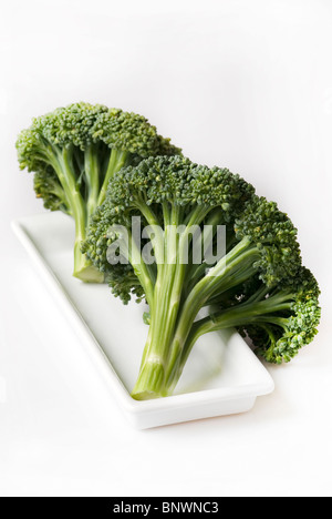 Broccoli (cultivar Calabrese) nella piastra in ceramica Foto Stock