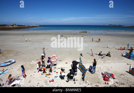 Pembroke Bay , spiaggia, costa nord, Guernsey, Isole del Canale, Regno Unito, Europa Foto Stock