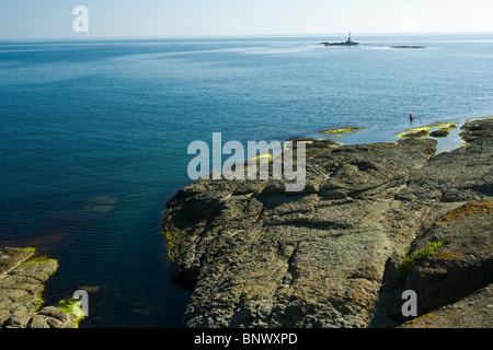Sud della costa del Mar Nero, Ahtopol lighthouse, Balcani, Bulgaria Foto Stock