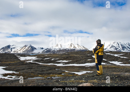 Esplorando il Lerneroyane o Lerner Isole arcipelago delle Svalbard, Norvegia. Foto Stock