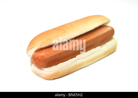 Plain hot dog isolati su sfondo bianco. Foto Stock