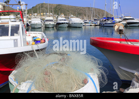 Rete da pesca affrontare i pescatori professionali texture di apparecchiature Foto Stock