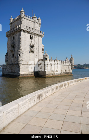 La Torre di Belem, uno il più famoso punto di riferimento nella città di Lisbona (Portogallo) Foto Stock