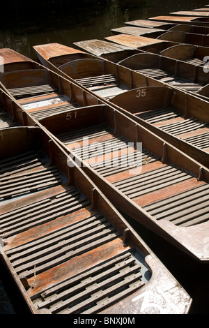 L'immagine mostra una linea di sterline ormeggiato sul fiume Cherwell, Oxford, Inghilterra. Foto:Jeff Gilbert Foto Stock