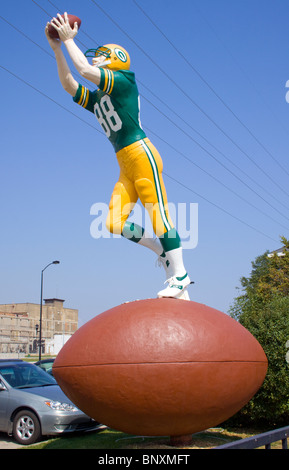 Green Bay Packer Statua in Wisconsin Foto Stock