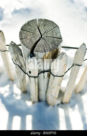 Staccionata in legno post Foto Stock