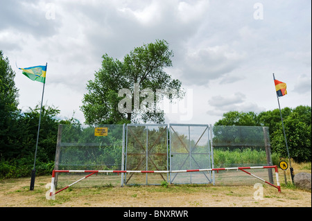 Ex ingresso Rüterberg, villaggio nella RDT completamente chiuso dal 1967 al 1989, Rüterberg, Dömitz, Germania Foto Stock