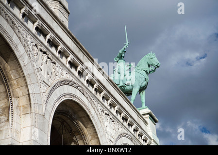 Statua equestre di Giovanna d Arco in corrispondenza Sacre c?ur, Montmartre, Parigi, Francia Foto Stock