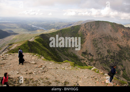 Vista dal Monte Snowdon vertice, Snowdonia National Park, North Wales, Regno Unito Foto Stock