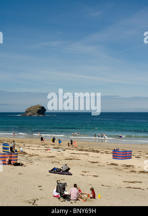 Portreath Beach in Cornovaglia. Foto Stock