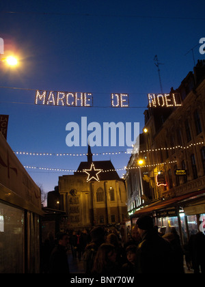 Segno in ingresso al mercatino di Natale di Lille in Francia Foto Stock