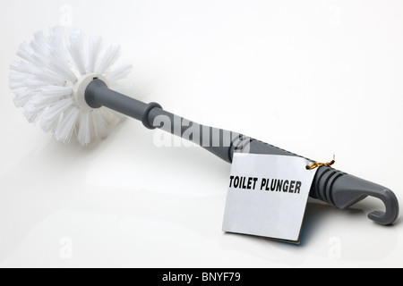 In plastica grigia wc spazzola dello stantuffo Foto Stock