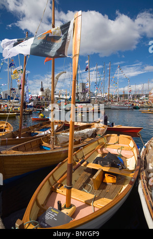 Barche in legno a Constitution Dock, durante la barca di legno Festival. Hobart, Tasmania, Australia Foto Stock