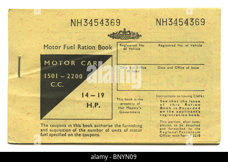 Regno Unito razione benzina coupon book, 1973 Foto Stock