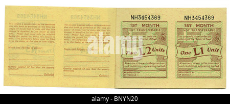 Regno Unito razione benzina coupon book, 1973 Foto Stock