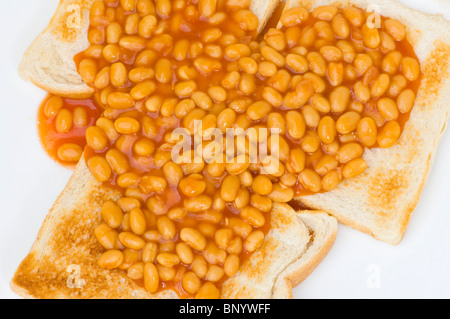 Piatto di fagioli su pane tostato Foto Stock