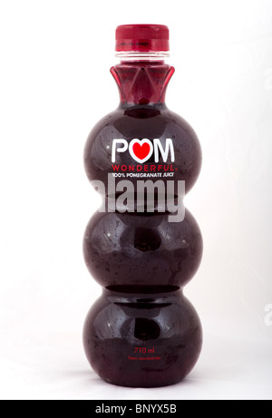 Bottiglia di POM 100% di succo di melograno Foto Stock