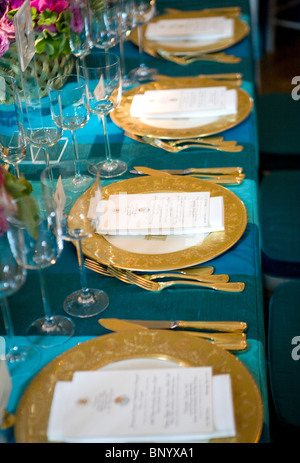 Decorazioni e inserire le impostazioni per il Messico membro cena presso la Casa Bianca. Foto Stock