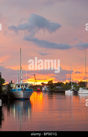 Tempesta tropicale Bonnie fornisce drammatica cieli di privato e commerciale barche ormeggiate a Tarpon Springs, in Florida Foto Stock