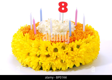 Birthhday torta fatta di vari tipi di fiori Foto Stock