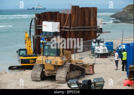 Installazione Wavehub lavorare a Hayle, Cornwall Foto Stock