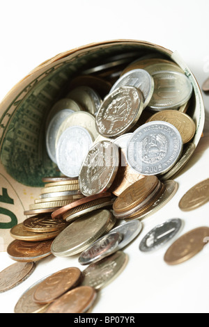 Avvisatore acustico da dollar denominazioni con belle monete Foto Stock