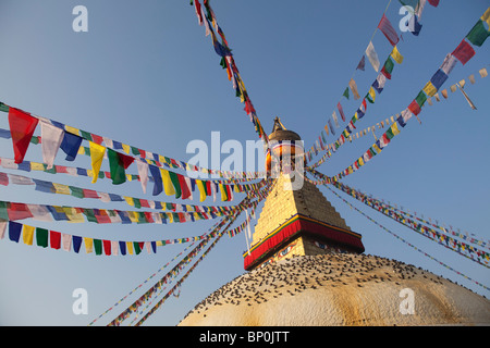 Il Nepal. Kathmandu, Boudinath Stupa uno del santissimo siti buddista di Kathmandu e uno più grande stupa nel mondo Foto Stock