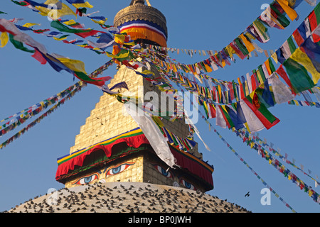 Il Nepal. Kathmandu, Boudinath Stupa uno del santissimo siti buddista di Kathmandu e uno più grande stupa nel mondo Foto Stock