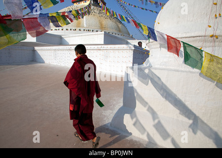 Il Nepal. Kathmandu, Boudinath Stupa uno del santissimo siti buddista di Kathmandu e uno più grande stupa nel mondo Foto Stock