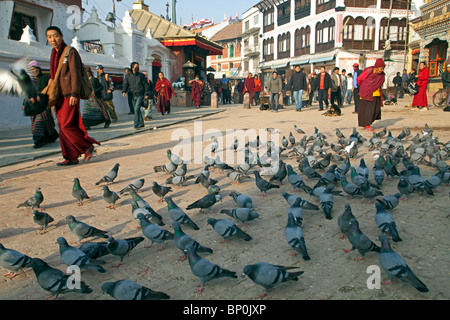 Il Nepal. Kathmandu, Boudinath Stupa uno del santissimo siti buddista di Kathmandu e uno più grande stupa nel mondo Foto Stock