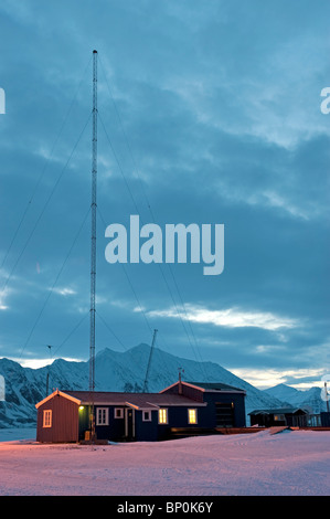 Artico, Norvegia, Spitsbergen. Radio Isfjord Hotel. Foto Stock