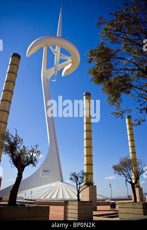 Torre di telecomunicazioni dell'architetto Santiago Calatrava, Montjuic Barcellona. La Catalogna, Spagna Foto Stock