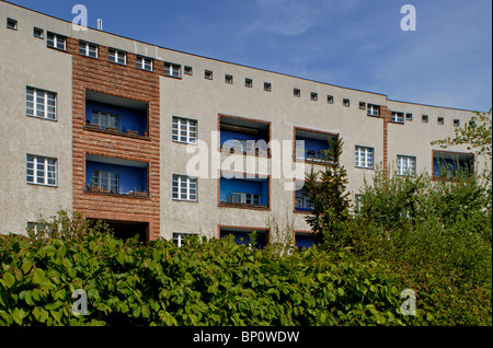 Berlino. Hufeisensiedlung. Il ferro di cavallo Estate da Bruno Taut, Fritz-Reuter-Allee, Lowise-Reuter-Ring in Berlin Neukölln, Britz. Foto Stock