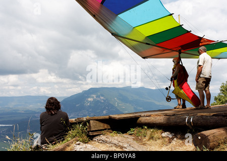 Aliante sul suo trampolino di lancio Foto Stock