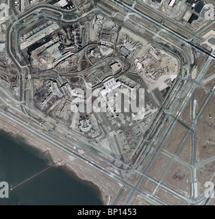 Antenna vista mappa di John F Kennedy International Airport di New York Queens New York Foto Stock