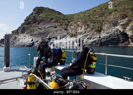 Scuba Diving in Costa Brava, Cap de Creus, Costa Brava, Spagna Foto Stock