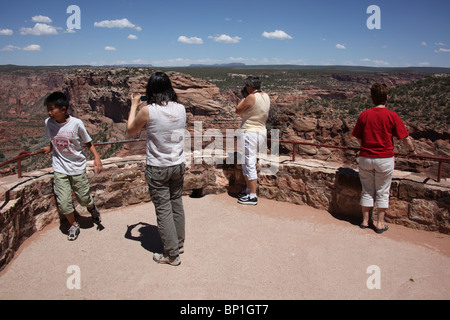 I turisti in una si affacciano in Canyon De Chelly, USA National Park, Chinle Arizona, 16 giugno 2010 Foto Stock