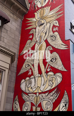 Hotel Quartier Latin graffiti, Saint Denis Street, Montreal, Quebec, Canada Foto Stock