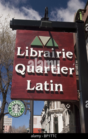 Librarie Quartier Latin Library, Rue Saint-Denis, Saint Denis Street, Quartiere Latino, Montreal, Quebec, Canada Foto Stock