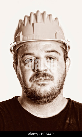 Ammenda close up ritratto di soggetti di razza caucasica lavoratore manuale Foto Stock