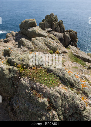 Un promontorio roccioso a testa Gwennap in Cornovaglia. Foto di Gordon Scammell Foto Stock