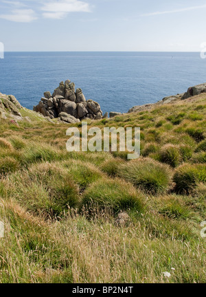 Un promontorio roccioso sulla testa Gwennap in Cornovaglia. Foto di Gordon Scammell Foto Stock