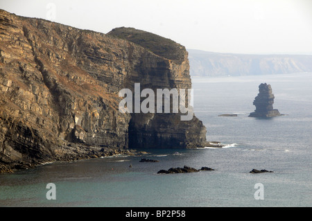 Scogliere sulla costa vicentina, le più selvagge e costa sud-occidentale nella regione dell'Algarve in Portogallo. Foto Stock