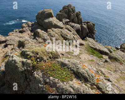 Un promontorio roccioso a testa Gwennap in Cornovaglia. Foto di Gordon Scammell Foto Stock