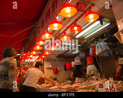 Un mercato in stallo in hong kong Foto Stock