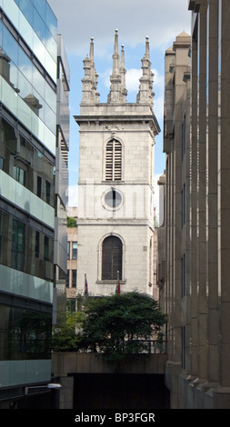 Sir Christopher Wren's chiesa di St Mary Somerset, Upper Thames Street, City of London, England, Regno Unito. Foto Stock