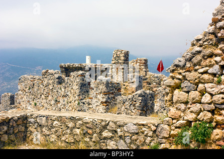 Muro di pietra le rovine del castello di Alanya, Alanya, Turchia. Foto Stock