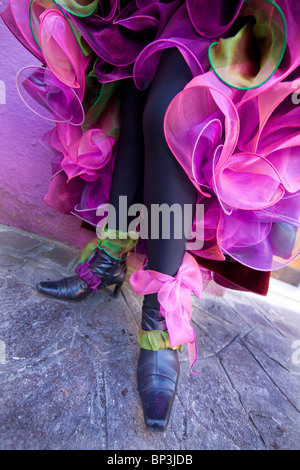 Modello in costume durante il Carnevale di Venezia, Isola di borano, Italia Foto Stock